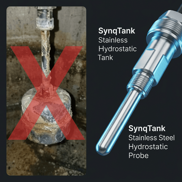 Comparison of traditional float sensor vs SynqTank hydrostatic probe